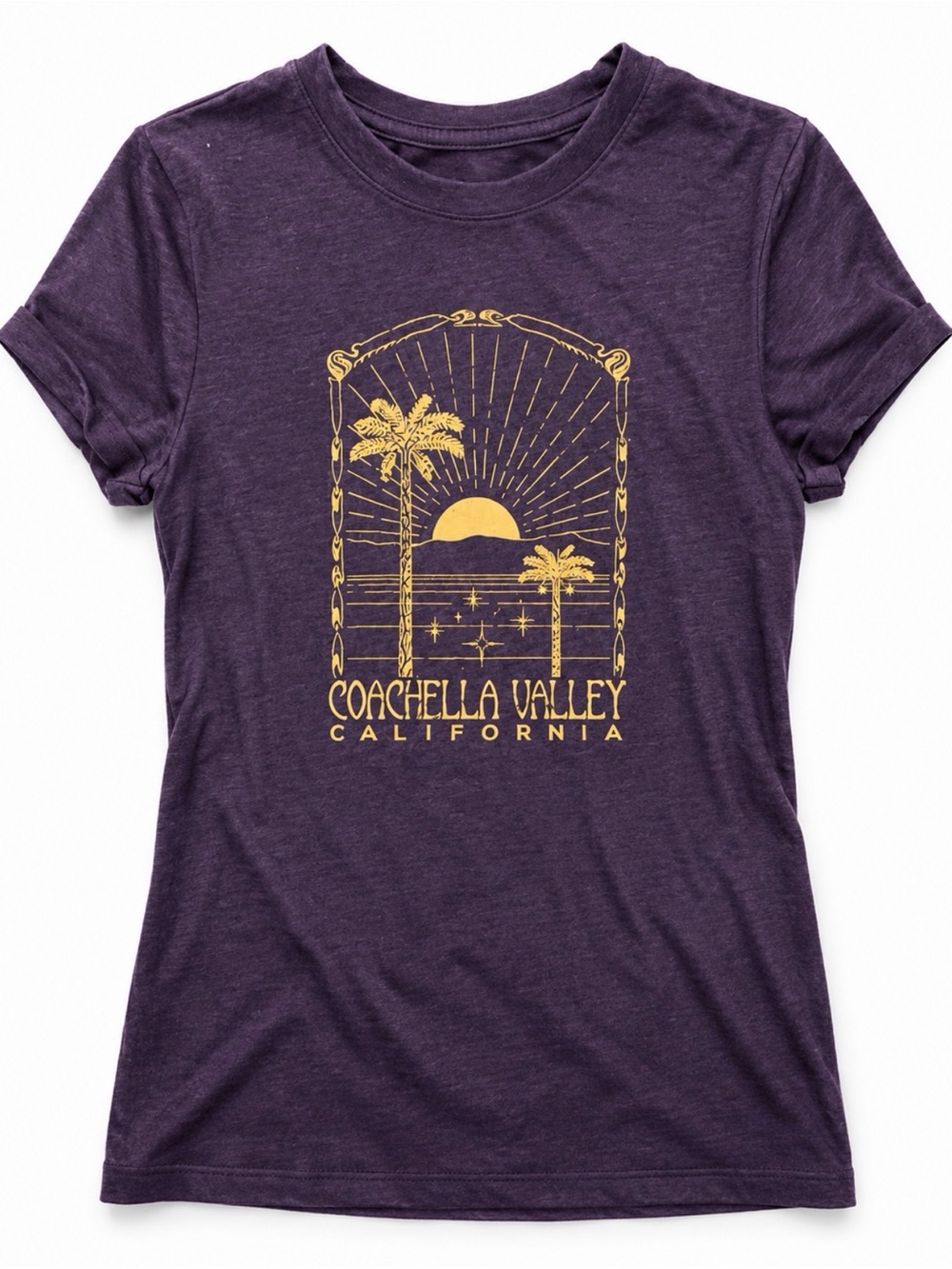 Free State Purple Tee with Gold Coachella Valley Graphic